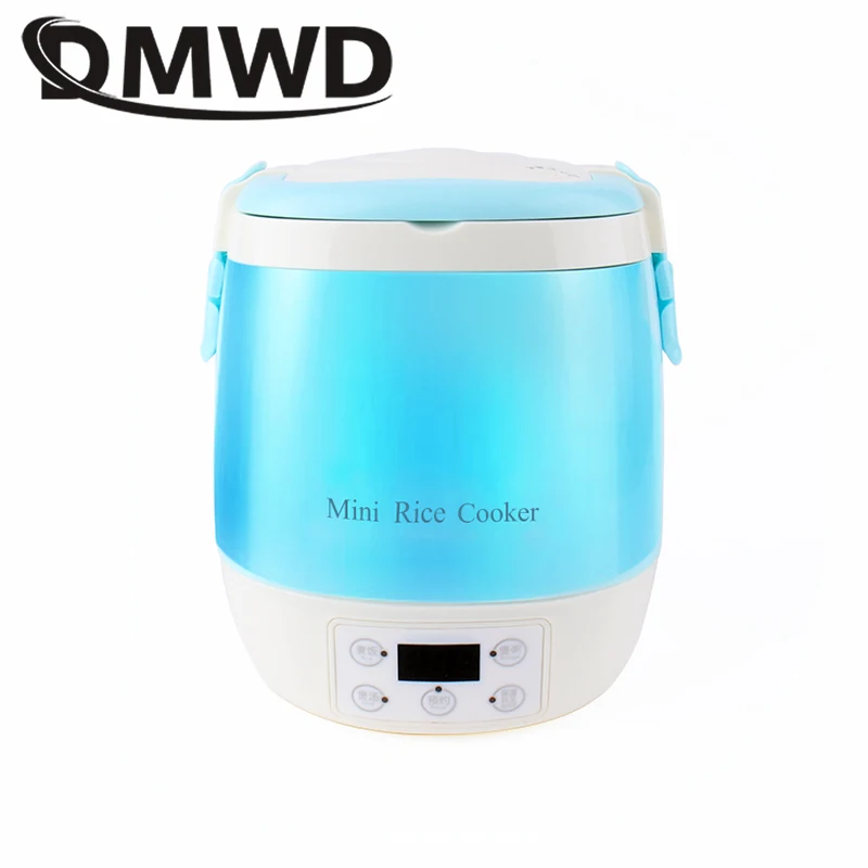 DMWD Electric Mini Rice Cooker Car Use Household Eggs Food Steamer Soup Porridge Cooking Machine Heating Lunch Box 1.6L 12V 24V 2