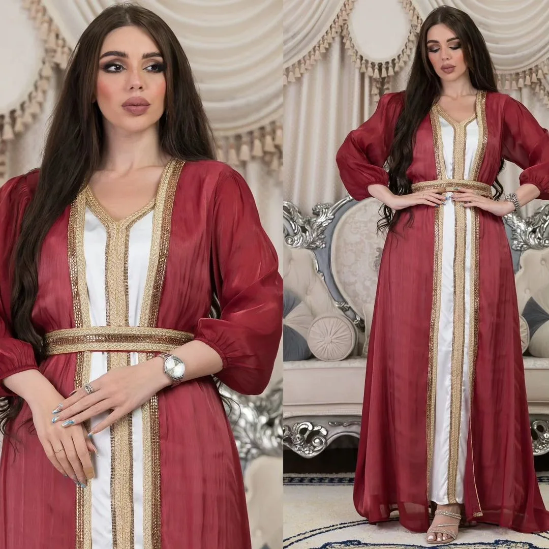 

Morocco Party Dress Women Abaya 3 Piece Set Turkey Dubai Muslim Dress Kaftans Evening Long Dresses Robe Eid Vestidos Abayas Robe