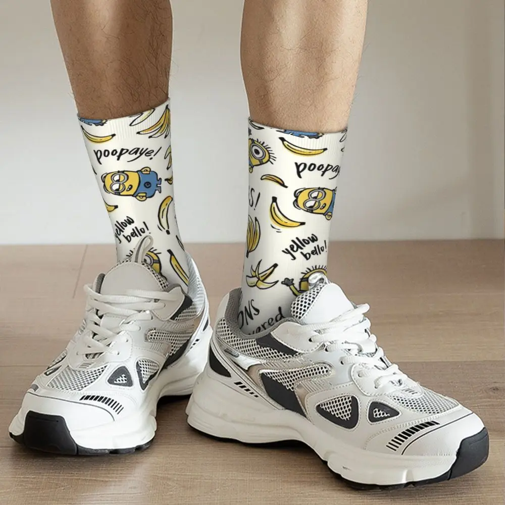 Custom Cool Print M- Minions Cartoon Socks for Women Men Stretchy Summer Autumn Winter M- Minions Bananas Crew Socks 9 S44853abc002d4dd893bba2e886687a05o