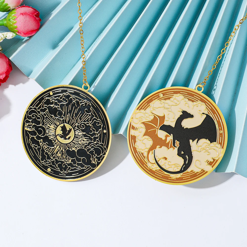 Empyrean Bookmark Sky Dragon Metal Bookmarks Gold Edge Designs For Book Lovers Fans Women Reading Accessories School Supplies