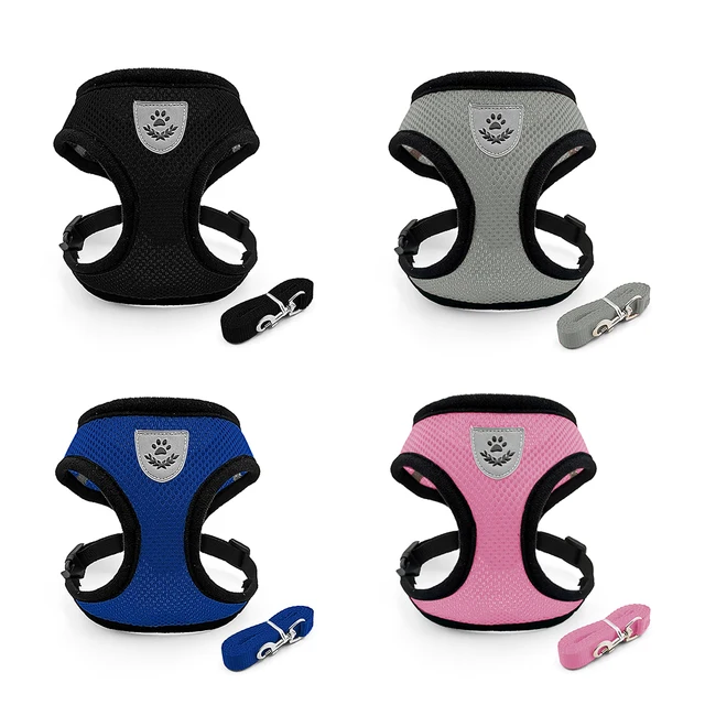 Pet Harness Leash Set Reflective Hiking Puppy Mesh Vest With D-Ring For Small Dogs Cats Breathable Outdoor Walking Accessories 2