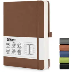 A5 Dotted Hardcover Creative Journal - 120gsm Solid Color Dot Grid Notebook - A5 Dotted (Brown)