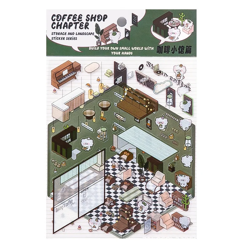 Storage Landscape Series 3D Sticker Paper DIY 4 in 1 Waterproof Restaurant Creative Journal Stickers 3d sticker paper