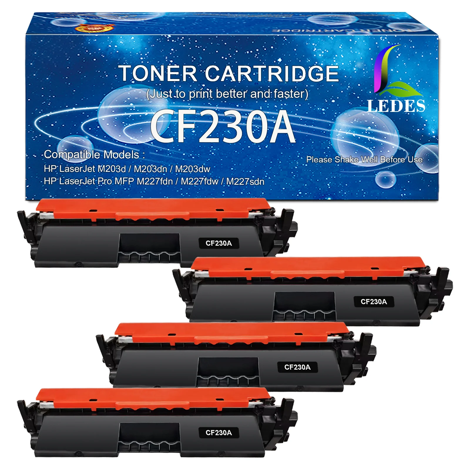 

4 PCS Compatible CF230A 230A 30A Toner Cartridge for HP CF230A LaserJet Pro M203d/M203dn/M203dw/MFP M227fdn/M227fdw Printer