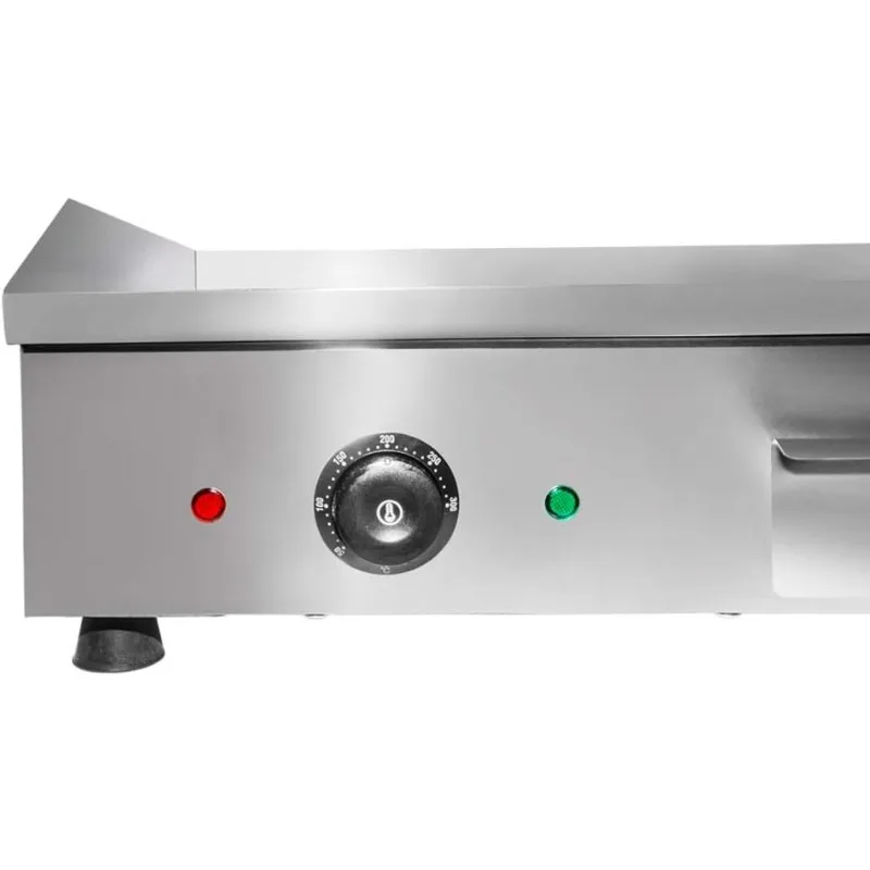 Electric Griddle | Teppanyaki Half Flat and Half Grooved Grill with Double Thermostat | No plug | Manual Control , 110V 5