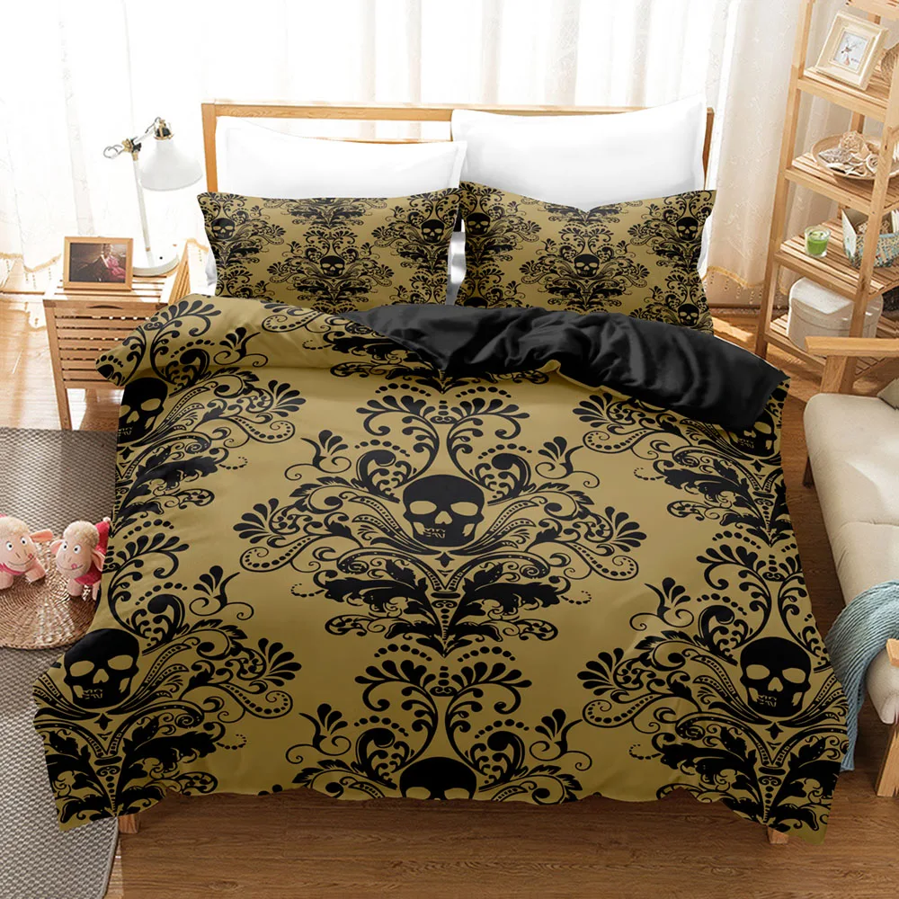 Colorful Skull Pattern Comforter Bedding Set,Duvet Cover Bed Set Quilt Cover Pillowcase,king Queen Size Bedding Set