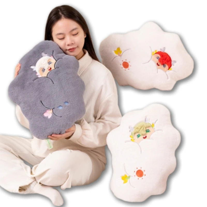 

Плюшевая подушка в виде белых облаков и темных облаков, мягкая и приятная на ощупь подушка в виде дракона, белого, желтого, красного дракона, 48 см