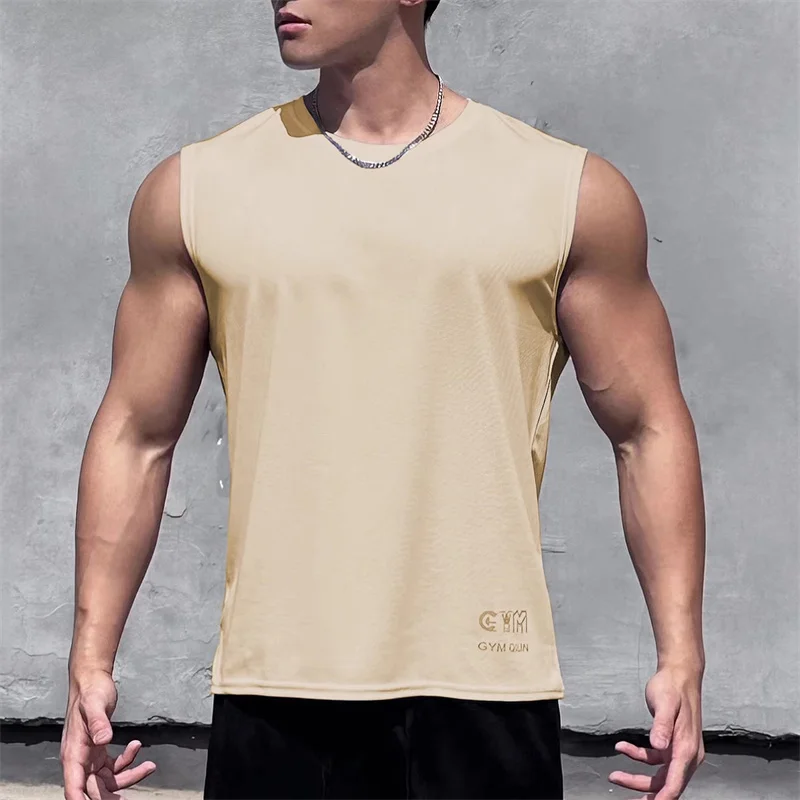 Camiseta de fitness para hombre, chaleco deportivo de entrenamiento, camiseta interior de baloncesto con ventilación, sin mangas, secado rápido, camiseta sin mangas para correr, Verano