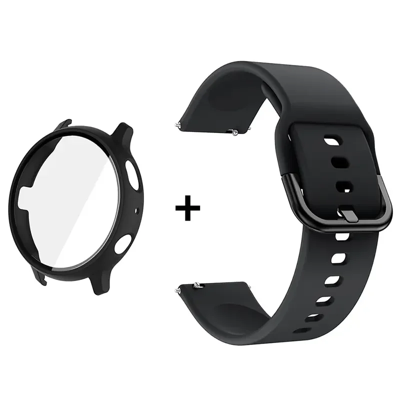Premium Accessory Bundle: Glass Case, Strap, and Screen Protector with 20mm Watch Bands and PC+Bumper Cover