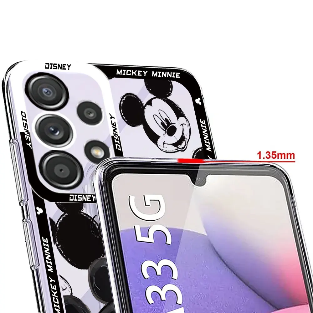 Disney Mickey Mouse Case for Samsung Galaxy A13 A24 A33 A25 A54 A34 A14 4G A23 A15 A73 5G Transparent Soft Cover