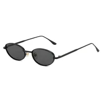 Lunettes de soleil ovales en métal exquises, petite monture personnalisée européenne et américaine, pour hommes et femmes, lunettes de soleil Anti-Uv à la mode 2