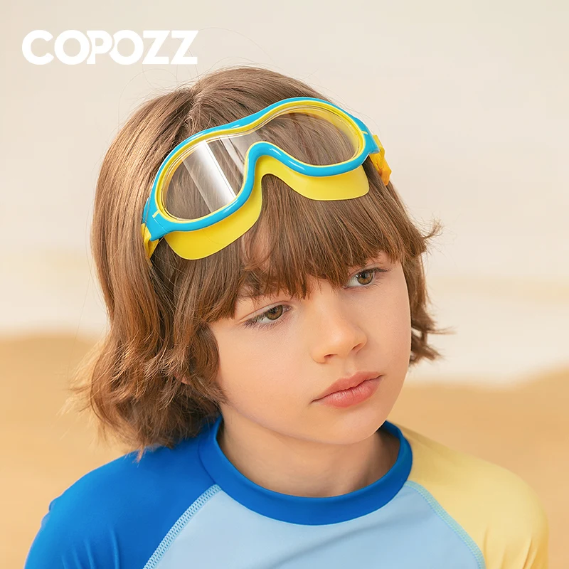 COPOZZ Adjustable Swimming Goggles For Kids Waterproof Professional Children's Swim Glasses Anti-fog Child Eyewear With Box 2pcs all cotton light and thin child vulnerable cover eye mask children s amblyopia glasses cover cloth monocular correction
