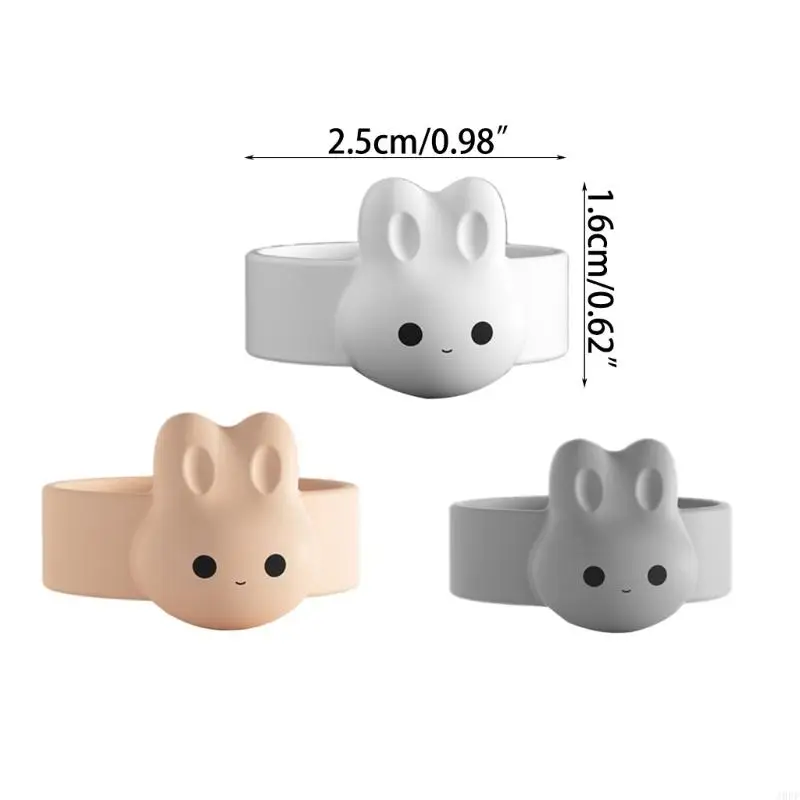 J0PF SpoonScoop Holder Cartoon Rabbit Spoon Non-Stick Ring Baby Tableware Product