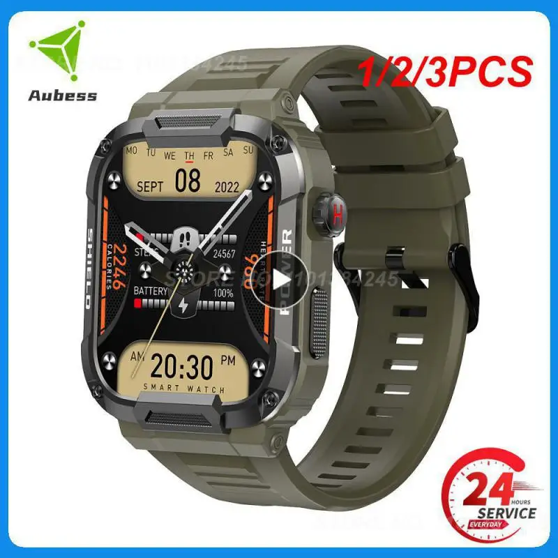 

1/2/3PCS Rugged Military Smart Watch Men For Android Ios Ftiness Watches Ip68 Waterproof 1.85'' Call Smartwatch
