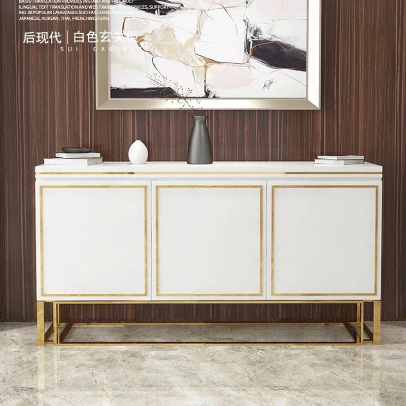 Light Luxury Piano Paint Black Storage Cabinet For Restaurant Postmodern Hallway Furniture High-end Wooden Sideboard