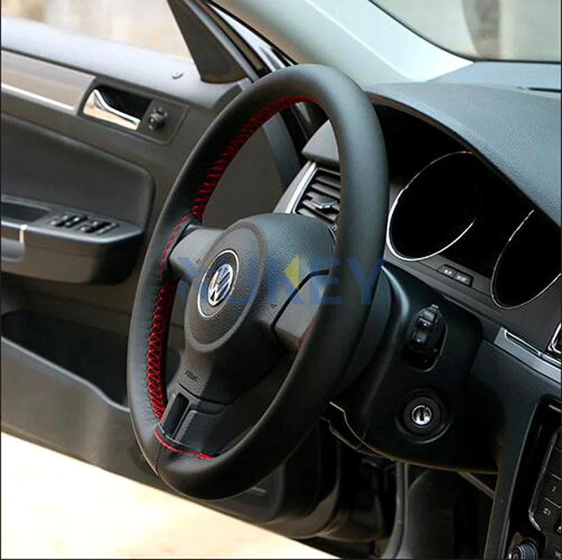 Premium Blue Leather Steering Wheel Cover - Universal Fit, 38cm