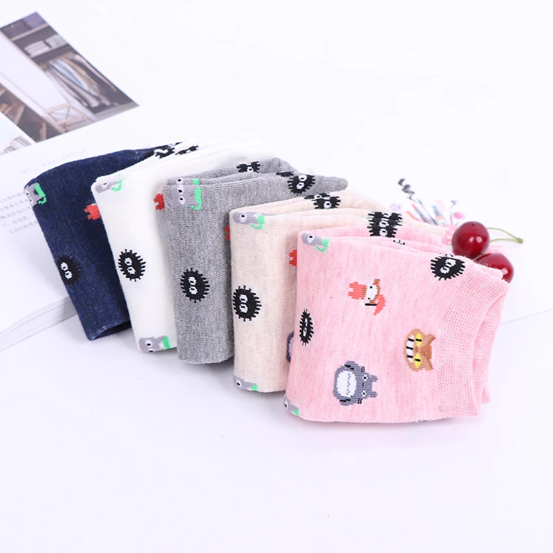 Anime Cartoon Socks Cosplay Cute Animal Invisible Boat Socks Anime Pattern Ladies 5 Pairs