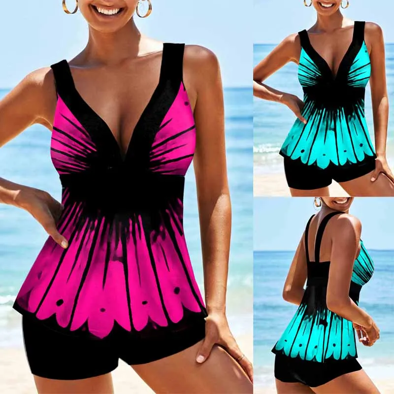 

Летний комплект бикини со средней талией, новый дизайн, женский купальник из двух частей с принтом, лето 2023, Новый женский сексуальный пляжный купальник