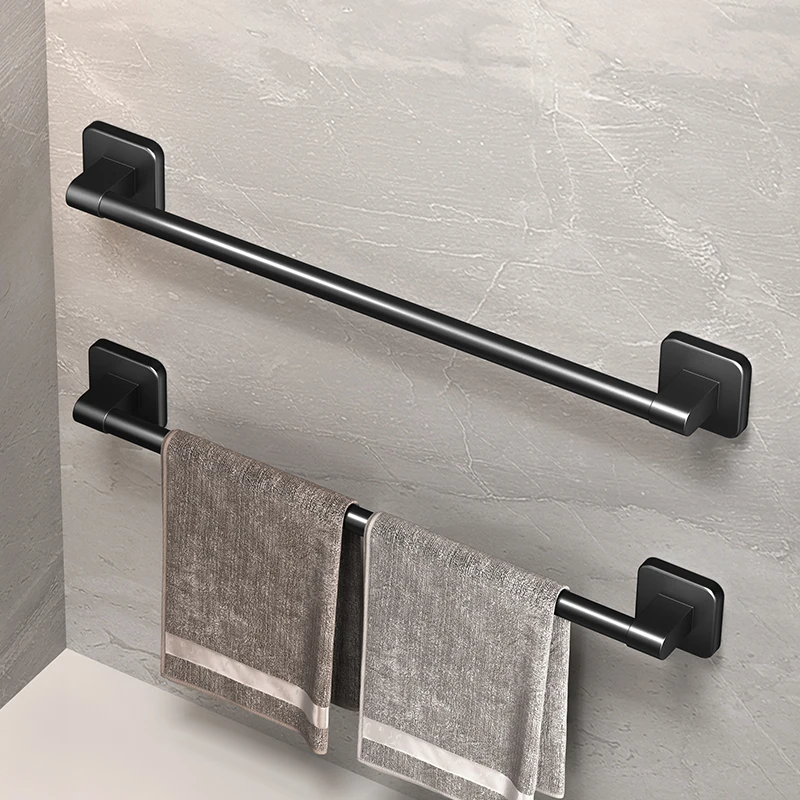 Wall Mounted Towel Rack Bathroom Storage Rack No Drilling Horizontal Bar Kitchen Accessories