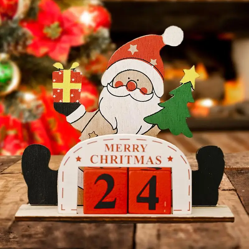 Christmas Old Man Calendar Wooden Christmas Ornament Countdown Signs Countdown Calendar Tabletop For