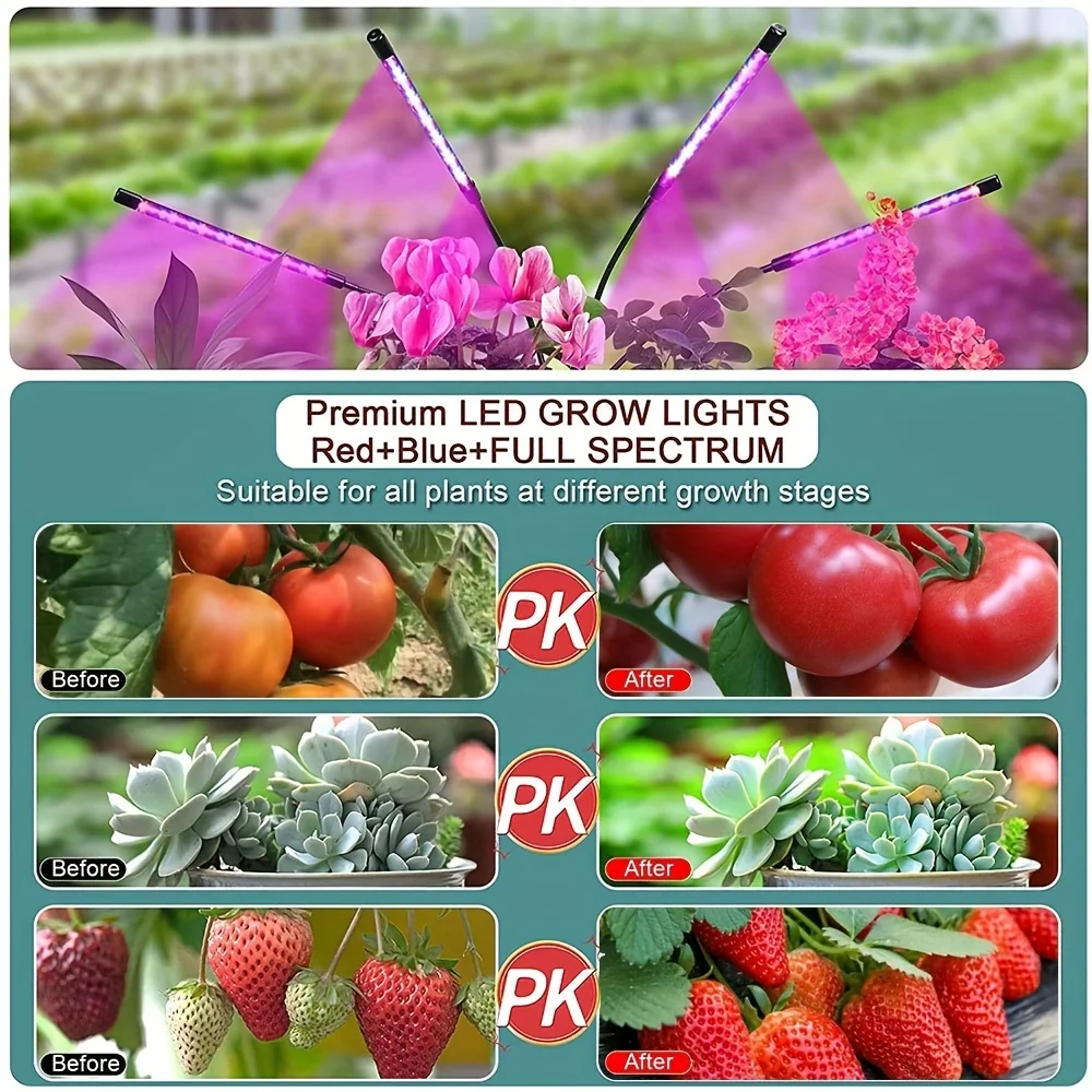 LED Grow Light Dimmable LED Plant Grow Light USB Full Spectrum Clip Phytolamp 5V Growth Lamp For Indoor Greenhouse Flower Seedling Potted Plant