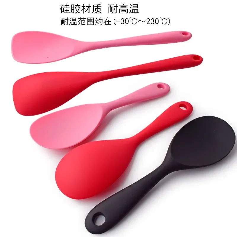 Description Picture 3 of itemHanging Silicone Rice Spoon Kitchen Ladle Non-stick Saucepan Electric Rice Cooker Cooking Scoop with Holes Household Items