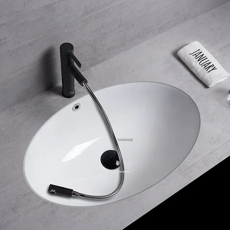 Built-in Washbasin Under Counter Sinks Ceramic Oval Bathroom Sinks Creative Vessel Sink Modern Sink Basin Kitchen Sink N 1