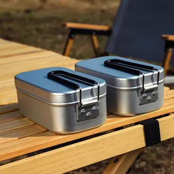 New Metal Lunch Box Aluminum Lunchbox Container Portable Outdoor Cooking Utensils Anti-Scald Camping Gear For Hiking Picnic 1