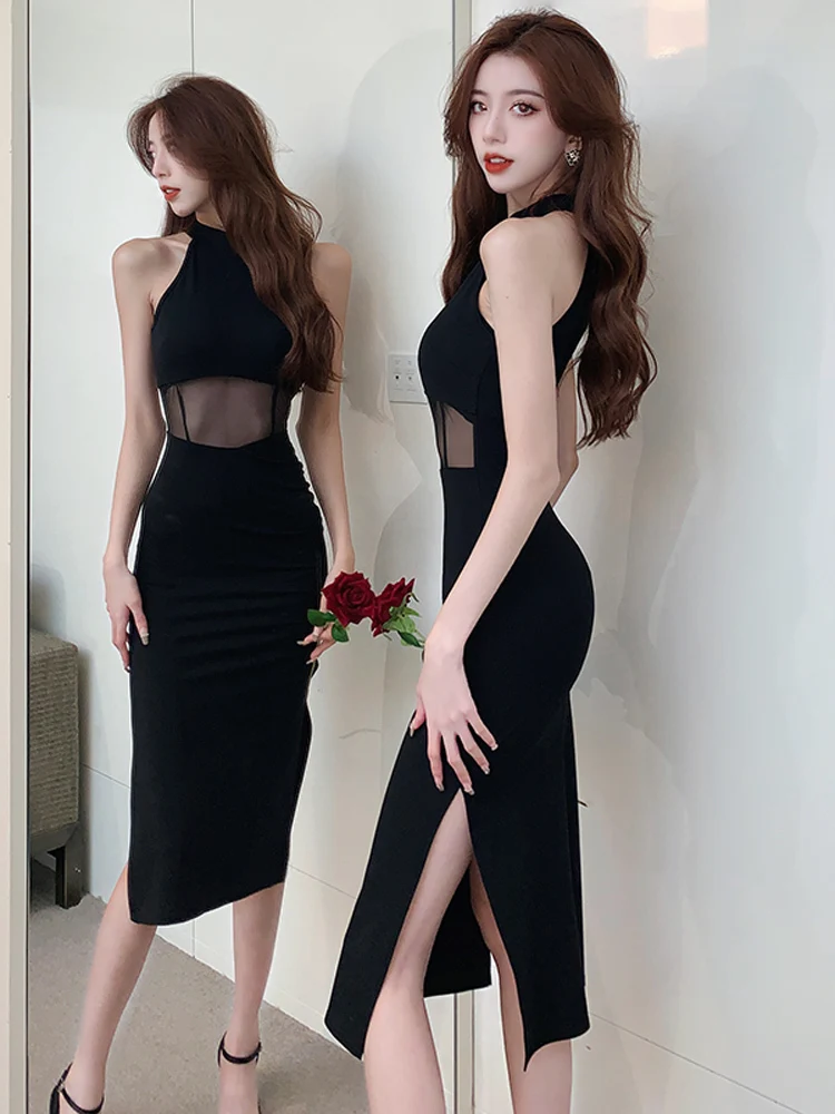 

Летние женские платья, сексуальное женское платье с черной сеткой, соблазнительные облегающие однотонные платья для женщин