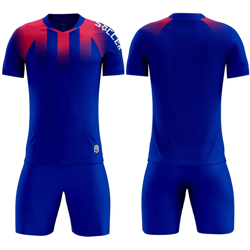 Children's Football Kit Men's Soccer Team Jersey Sets Vertical Stripe Sports Suit Quick Drying Fabric Uniform 6years