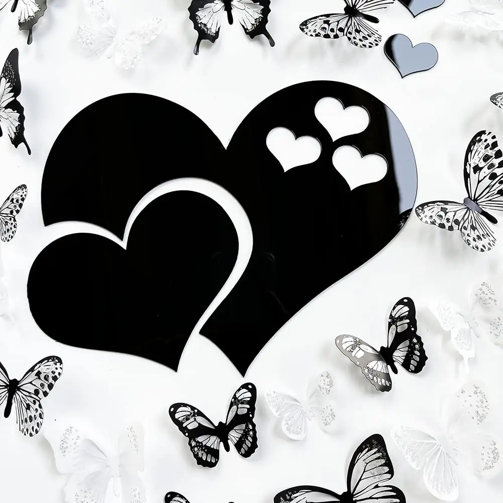 3D Acrylic Wall Stickers Europe Style Hearts Fashion DIY Decals Self-adhesive LOVE Wedding Background Decoration Mirror Ornament