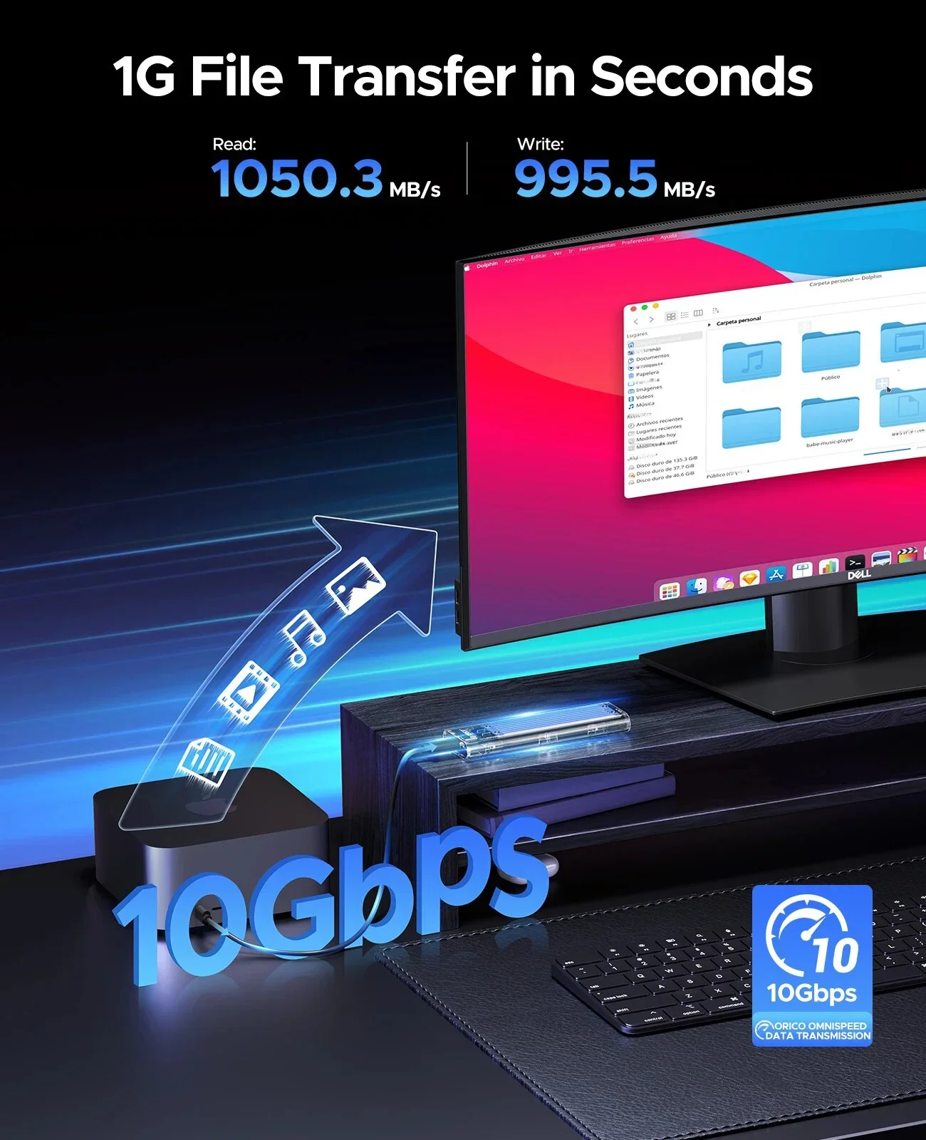Orico-ssd Externo com Gabinete M.2 Nvme Pssd para Celular Escritório Laptop Desktop pc 256gb 512gb 1tb 2tb 4tb - Imagem 3