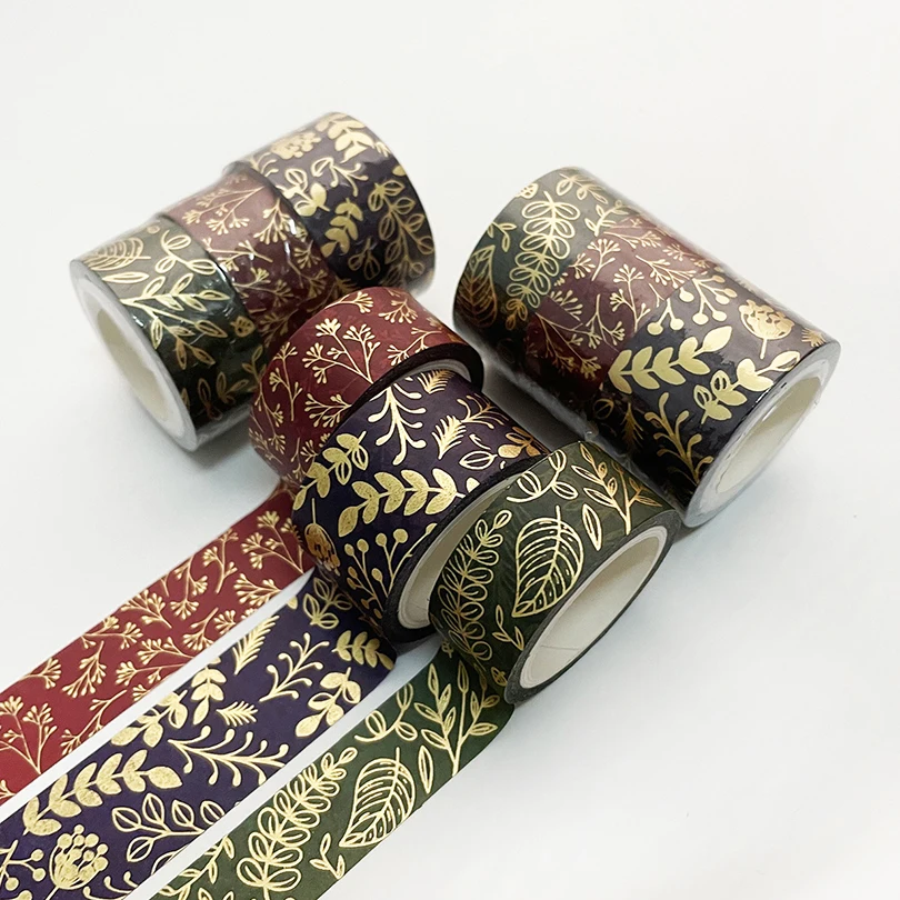 3Rolls Gold Foil Washi Tape Set Decorative Adhesive Tape Scrapbooking 5m Washitape Sticker Kawaii Diary Stationery Masking Tape 5