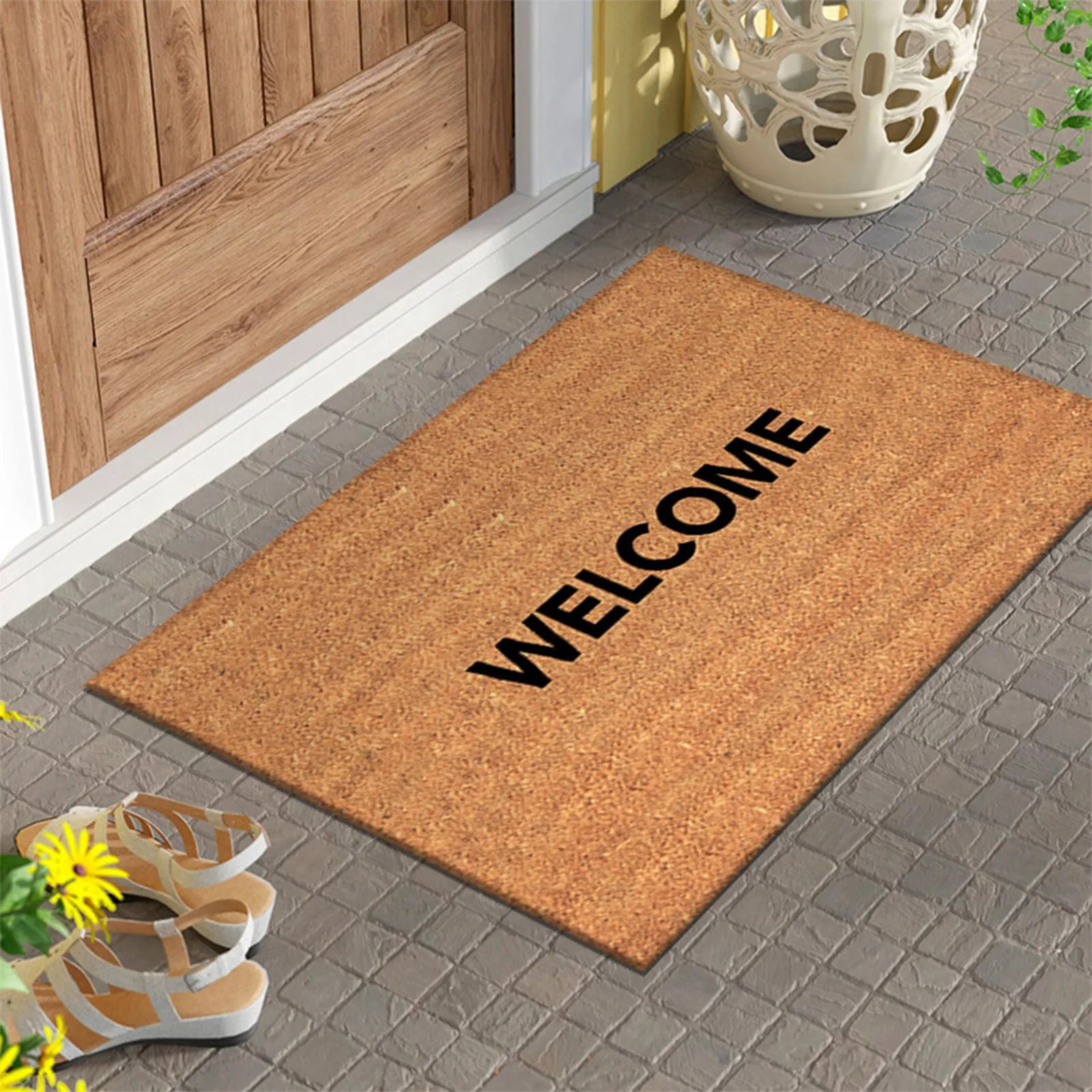 Items Welcome Home Floor Mat Printed Crystal Velvet Doormat Bathroom Absorbent Pad Knitted Blankets