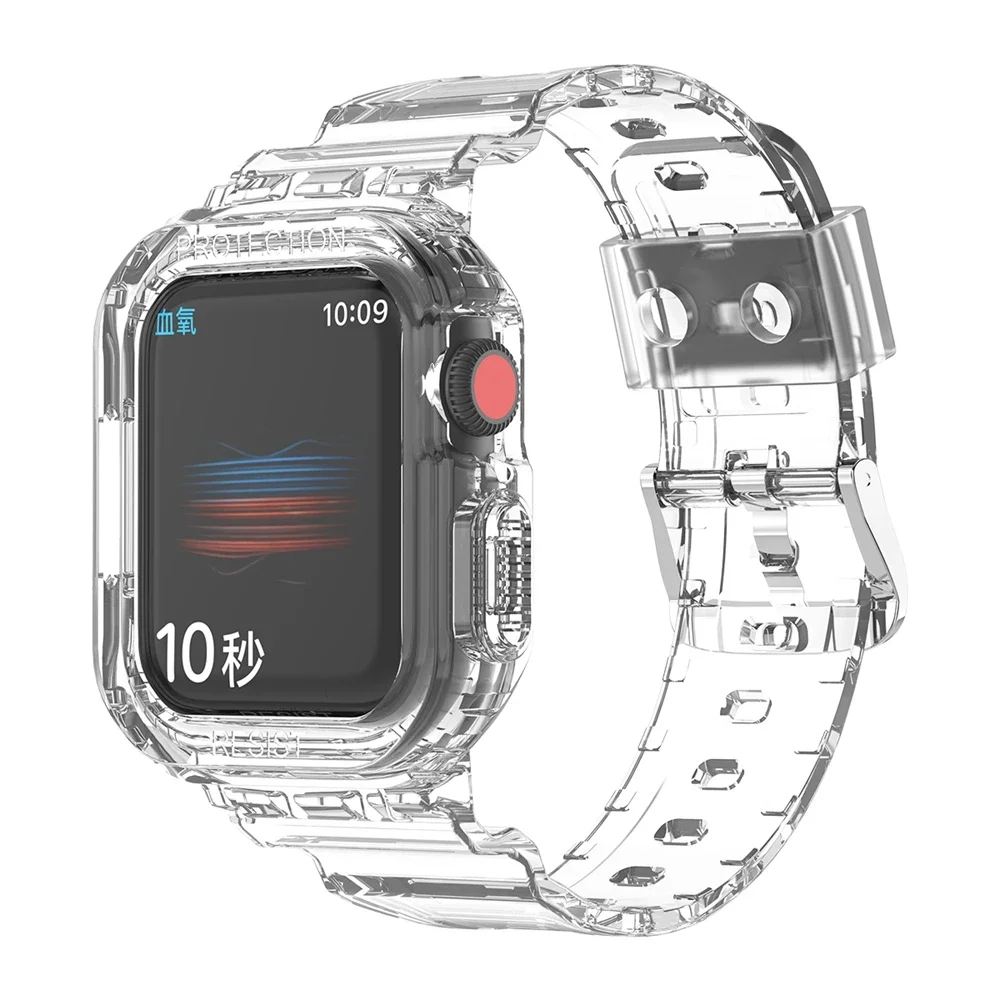 

Прозрачный ремешок для часов Apple Watch 40 мм 44 мм, прозрачный мягкий силиконовый спортивный ремешок, совместимый с Apple Watch Series 7/6/5/4/SE