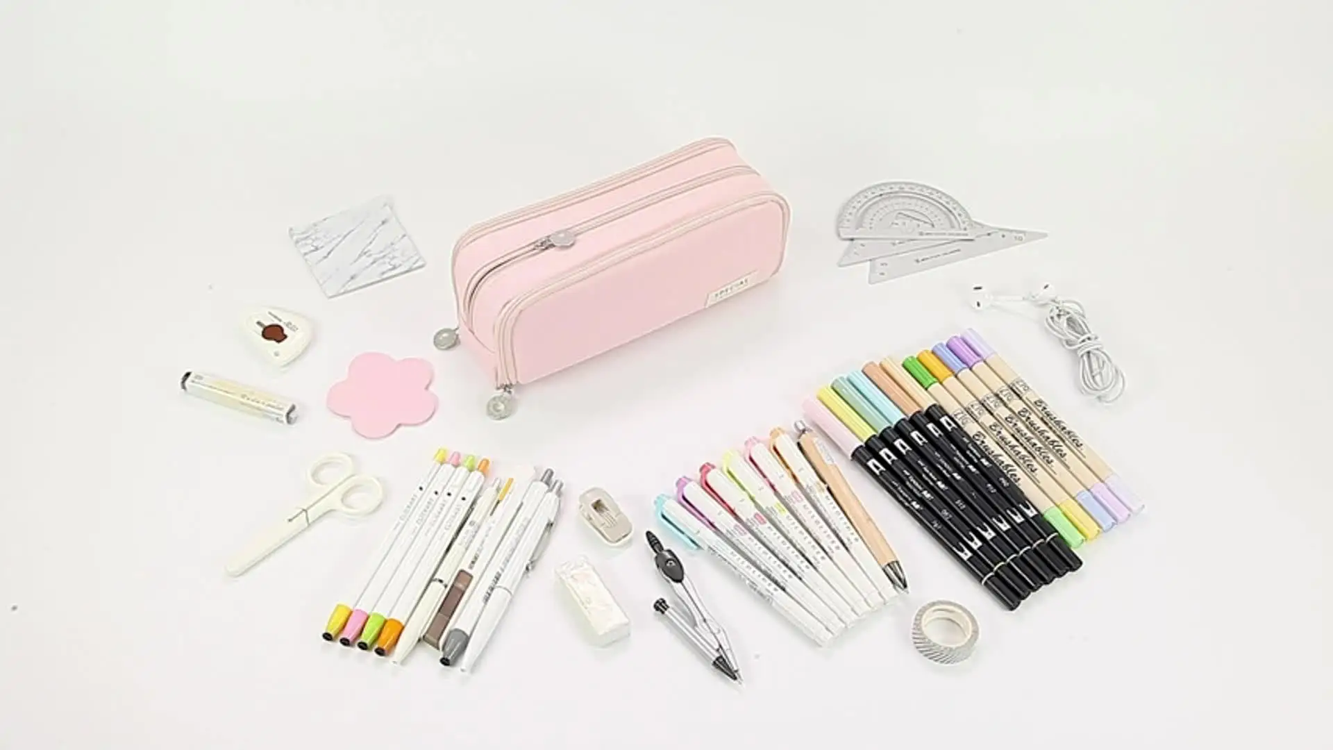 Navie Mobi Astuccio Scuola Grande Capacità,Astuccio Portamatite Astucci Matite Astuccio Monocromo con 3 Scomparti,Maniglia e occhiello,Pencil Case per Ragazze,Ragazzi,Studenti