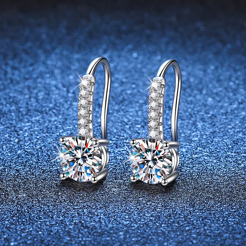 

2ct D Color Moissanite Diamond Drop Earrings Platinum Plated Lab Diamond Women Dangle Earrings 925 Sterling Silver Pass Tester