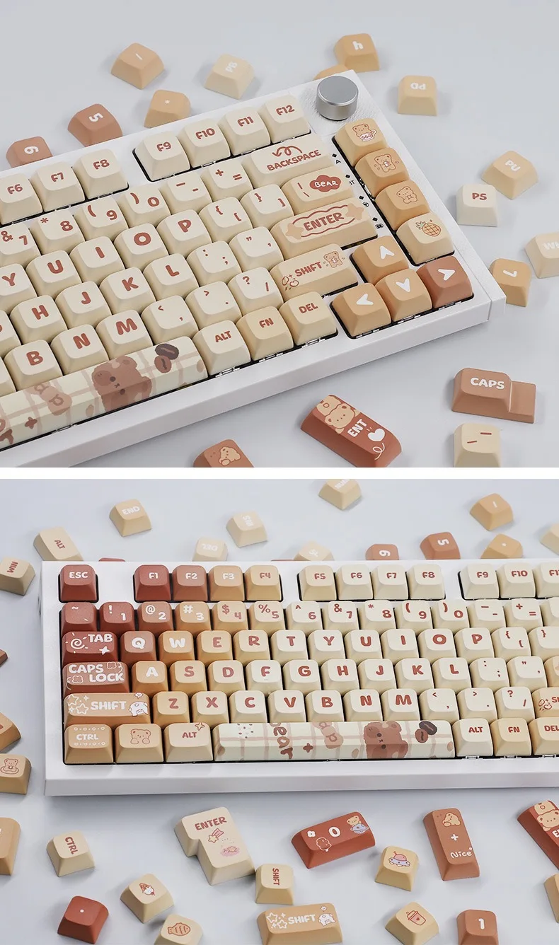 Kawaii Bear Caramel XDA Profile Keycaps (133 Keys)