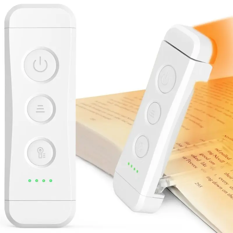 ABT-USB 침대에서 독서할 수 있는 충전식 클립형 LED 책 조명, 휴대용 3가지 색상 모드 5가지 밝기 레벨 조절 가능 앰버색