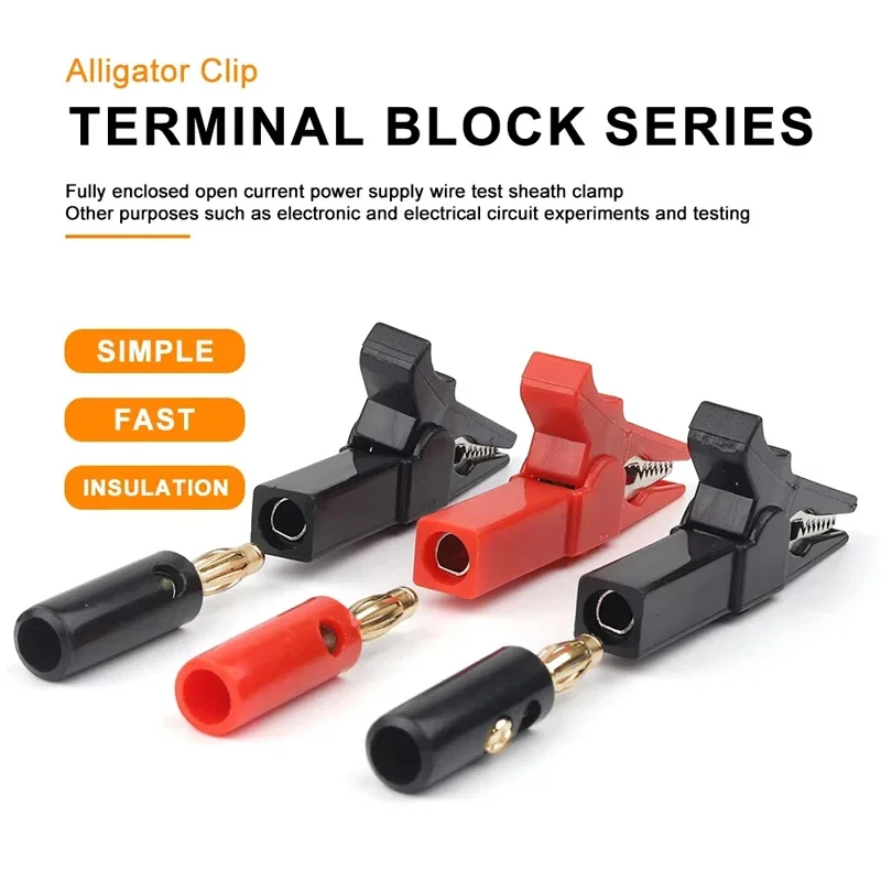 Alligator Clip + Banana Plug Test Probe With 4mm Banana Plug Cable Clips Red + Black Stonego Test Accessories 4pcs/Set