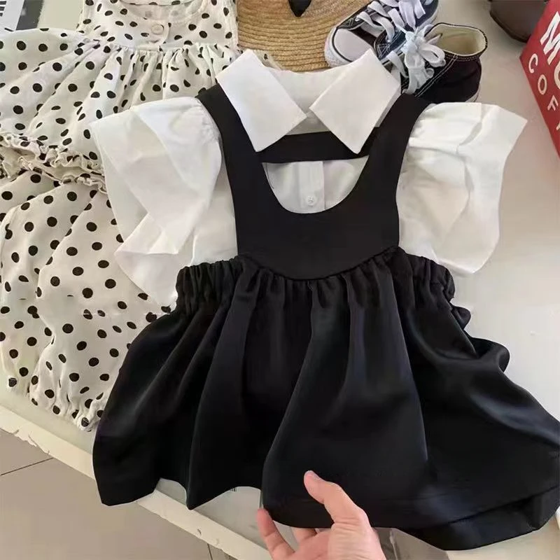 

Girls Baby Summer Clothing Set Flying Sleeves Tops Shirts+dress Fashion Kids Elegant Girl 2pieces Suits Children Clothes Sets