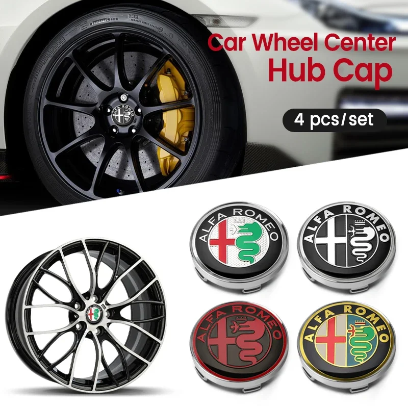 Alfa Romeo Logo Wheel Rim Hub Center Caps - Set of 4, 58mm
