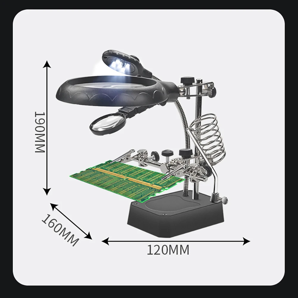 Magnifying Glass With Professional Led Light Electronic Welding Magnifier for Soldering Works Third Hand for Soldering Repair Magnifying Glass Lamp Soldering Magnifier Soldering Repair Magnifier