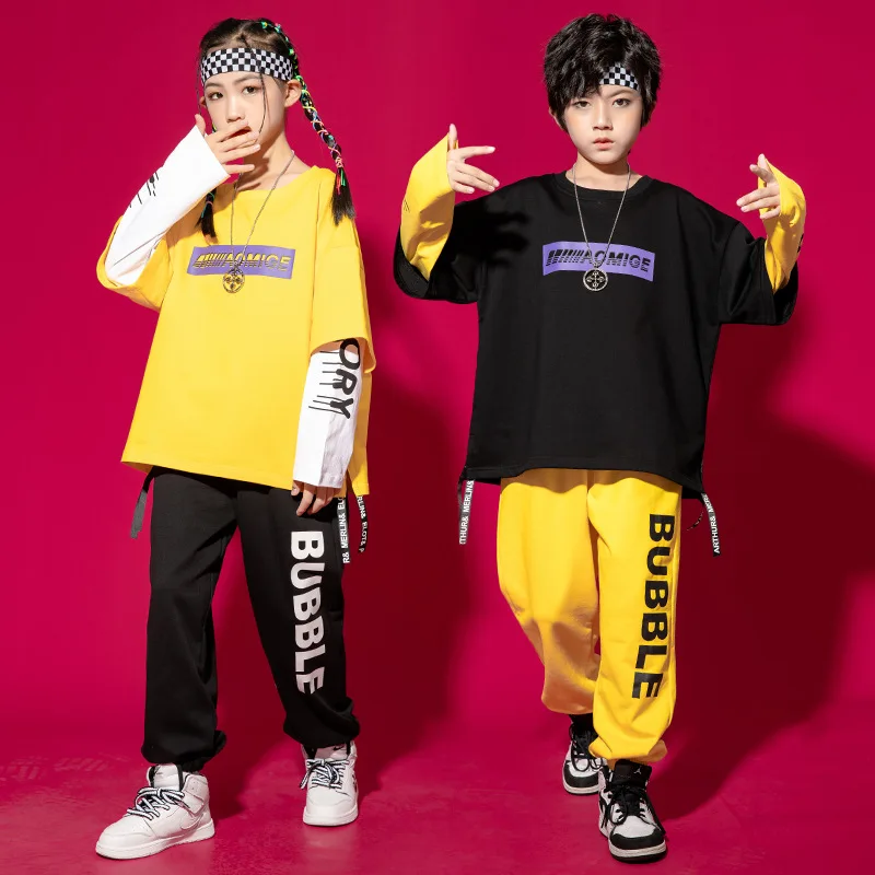 

Girls Hip Hop Clothing Dance Costume Cropped Sweatshirt Shirt Top Jogger Pants Kids Jazz Ballroom Dancing Street wear Clothes