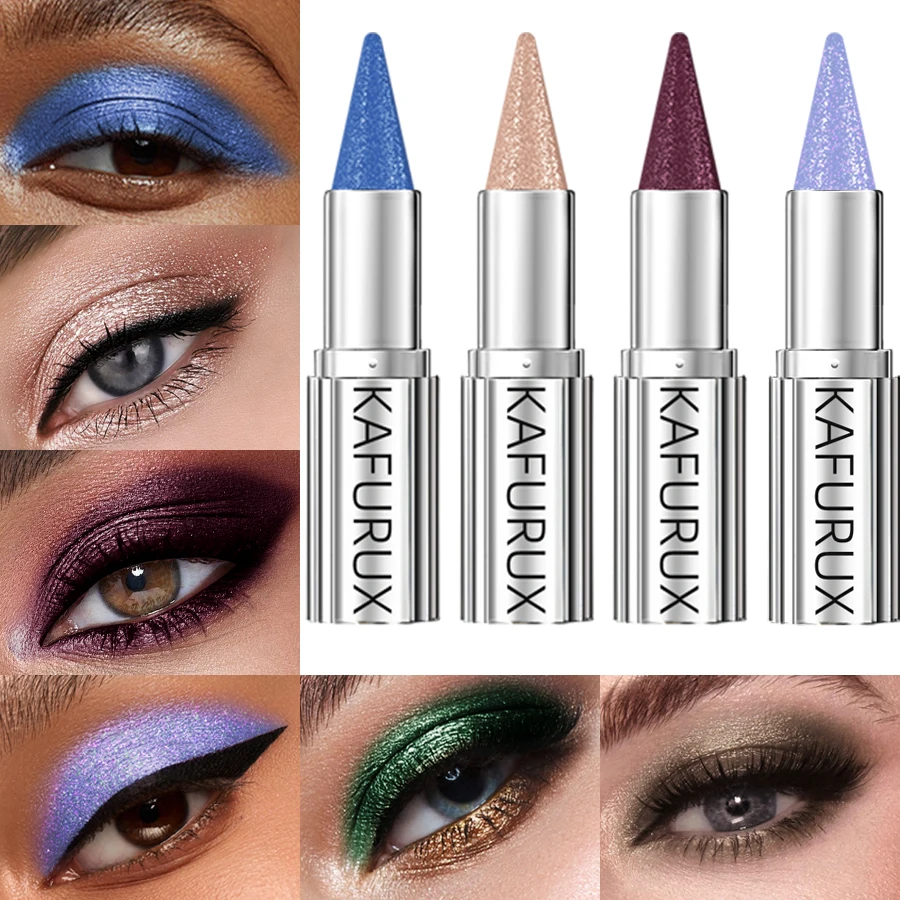 12 Colors Metallic White Black Purple Eyeshadow Pencil Glitter Liner Pen Highligter Long Lasting Blue Cream Eye Shadow 1pc