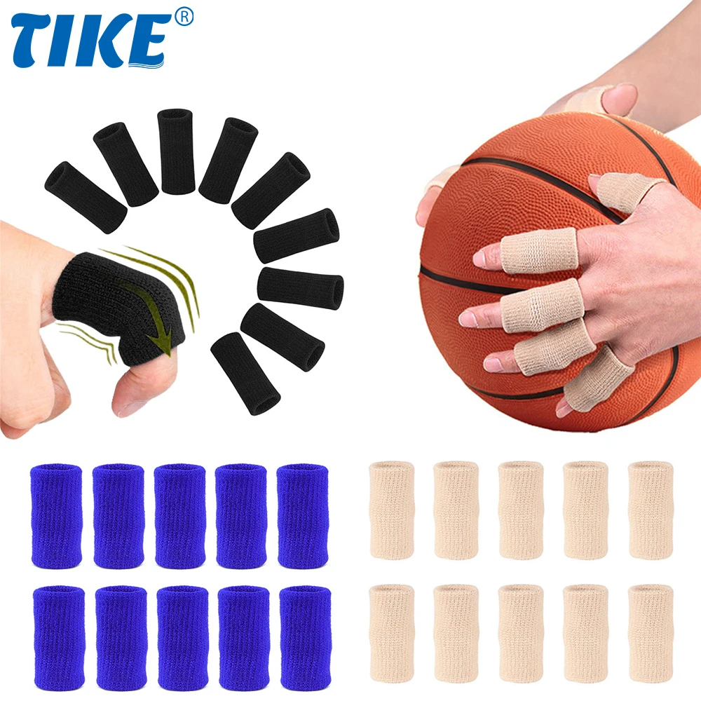 10 Pezzi Manicotti Elasticizzati Proteggi Dita,Protezioni per Le Dita Protezioni,Elastico a Compressione Supporto di Dita,Protezioni per le Dita Culle Tutore Dito a Scatto per pallacanestro, tenni