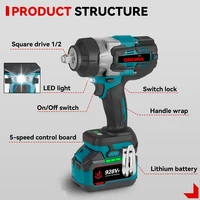 ONEVAN 2800N.M clé à chocs électrique sans fil tournevis à couple élevé perceuse outil électrique pour Makita broche de batterie 18V 2