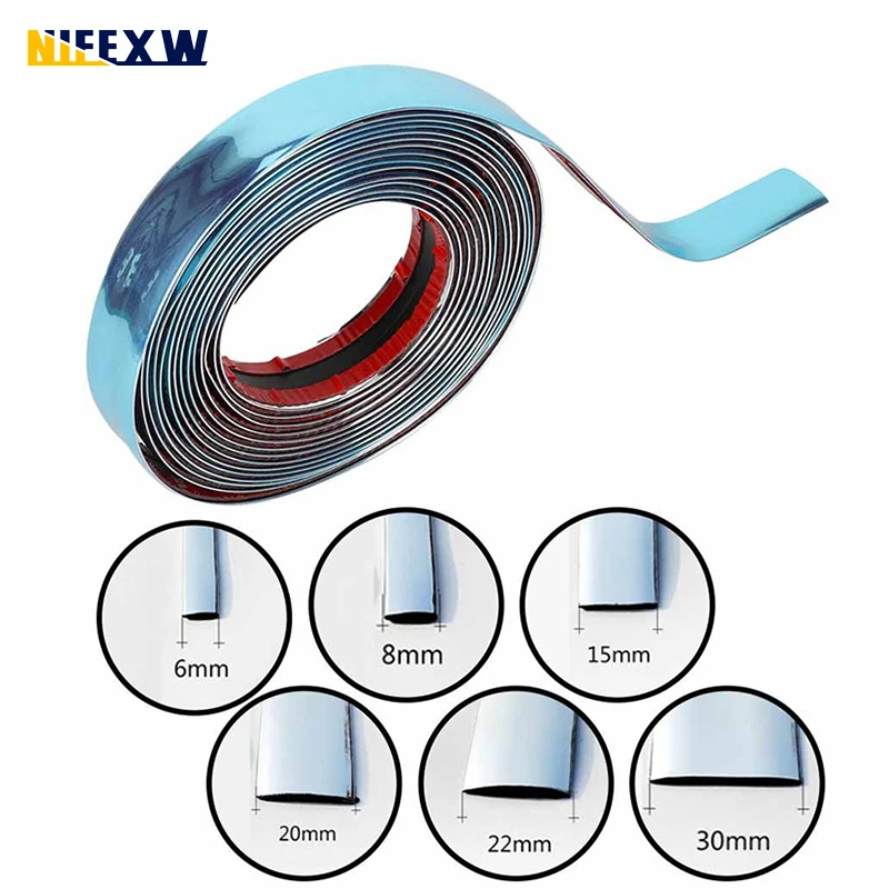 3M/5M Modanatura Cromata Trim Car Door Protector Stickers Strip Paraurti Grill Car Anti-Collision Tape Door Edge Guard Plate Sticker