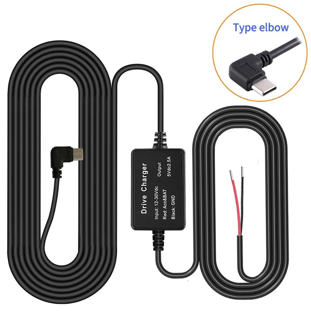 Dash Cam Hard Wire Kit Micro Typ-C USB-Anschlüsse DC 12/24V bis 5V Autoladegerät 2A 24H Parkmonitor Buck Line für DVRS GPS Recorder – Detail 7
