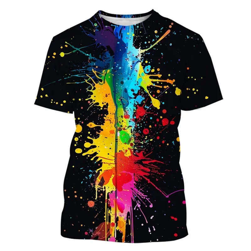Colorful Paint Pattern T-shirt And Casual Shorts Set For Men_voghion.com